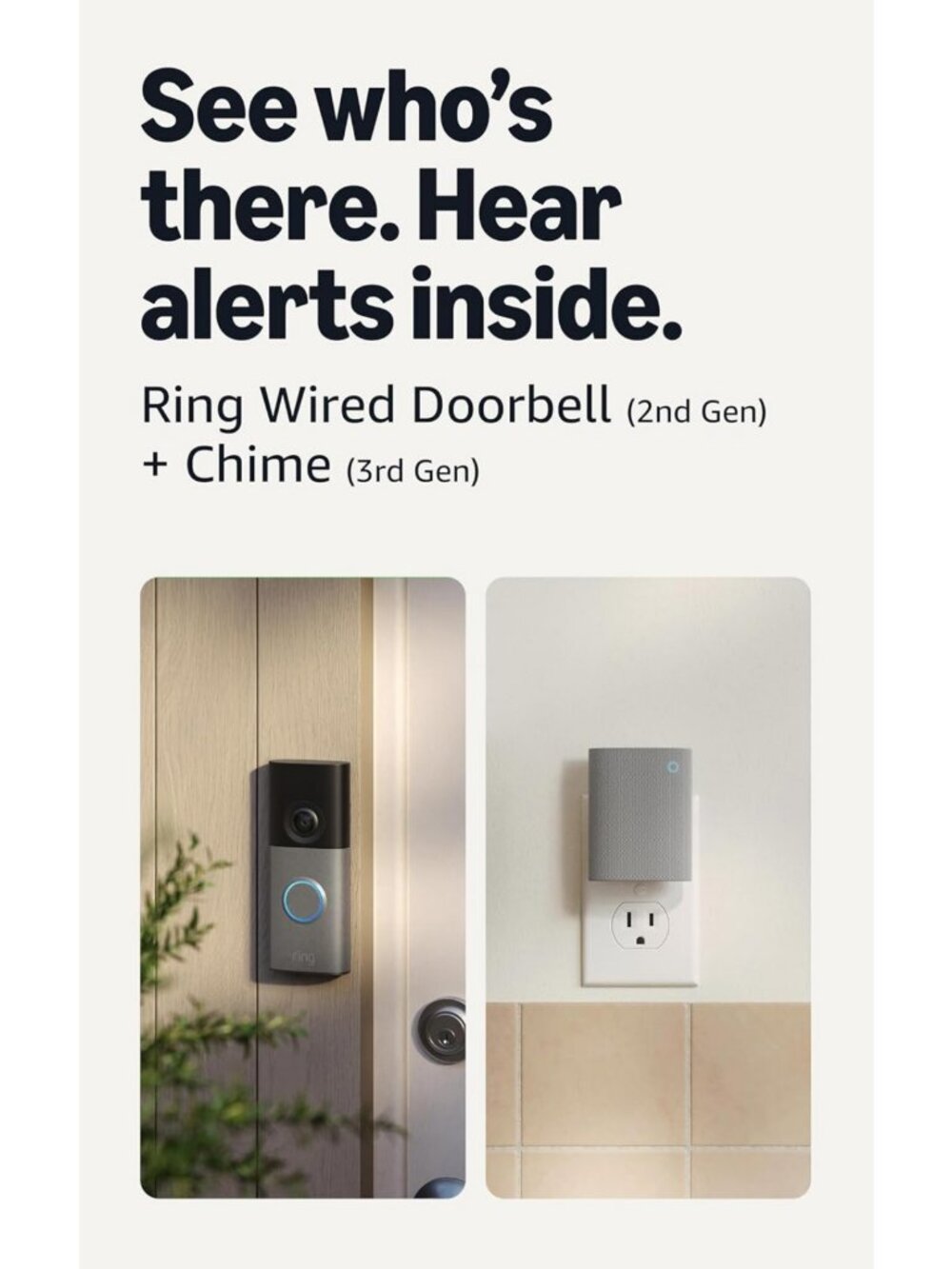 Wired Doorbell with Chime - Speckled Gray & White, Latest Model, Smart Home